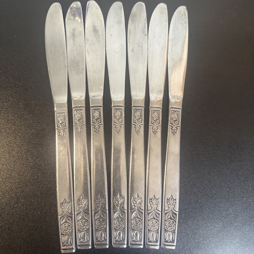 Imperial International Young Rose‎ Dinner Knives Stainless Silverware Set Of 7